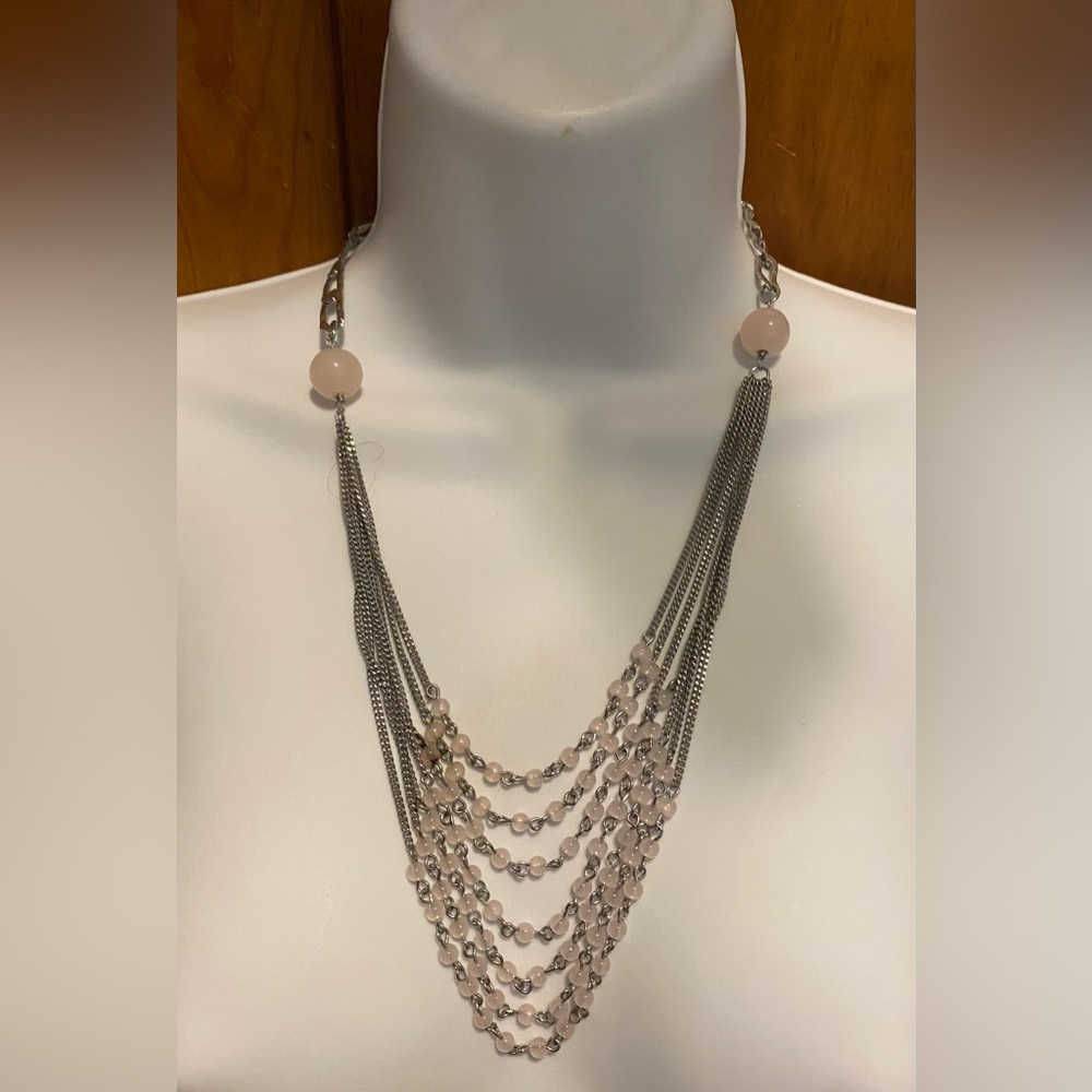 Lovely Talbots Multi-Strand Necklace with Pink Beads Boho Chic